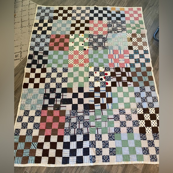 Handmade Multi Colored Quilt 62”+82” 🩵🌸 - Picture 2 of 9